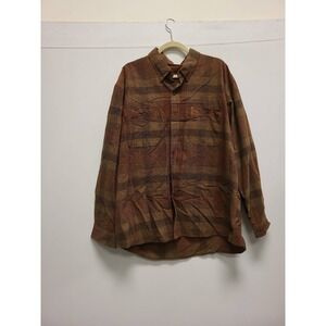 North River Outfitters XXL Shirt Mens Brown Plaid Button Up Long Sleeve Casual